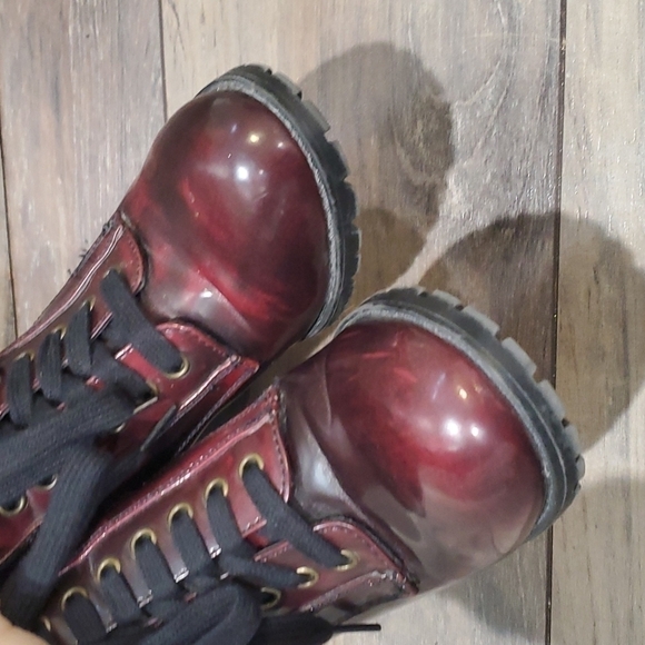 Steve Madden Womens Burgundy Andie Lace Up Y2K Chunky boots shoes sz 8 - Picture 7 of 12